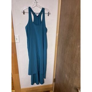Athleta Presidio Dress Womens Small Teal Blue Racerback Midi Pockets Athleisure